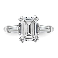 14K White Gold 3.33 Carat Lab Grown Diamond VS+ F+ Complete Emerald and Tapered Baguette Engagement Ring view 4