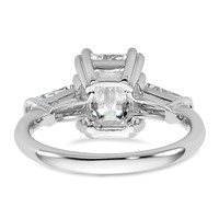 14K White Gold 3.33 Carat Lab Grown Diamond VS+ F+ Complete Emerald and Tapered Baguette Engagement Ring view 5