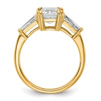 14K Yellow Gold 3.33 Carat Certified Lab Grown Diamond VS+ F+ Complete Emerald and Tapered Baguette Engagement Ring view 2