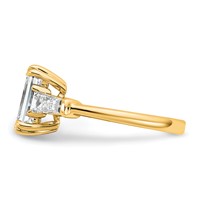 14K Yellow Gold 3.33 Carat Certified Lab Grown Diamond VS+ F+ Complete Emerald and Tapered Baguette Engagement Ring view 3