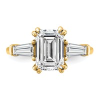 14K Yellow Gold 3.33 Carat Certified Lab Grown Diamond VS+ F+ Complete Emerald and Tapered Baguette Engagement Ring view 4