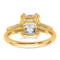 14K Yellow Gold 3.33 Carat Certified Lab Grown Diamond VS+ F+ Complete Emerald and Tapered Baguette Engagement Ring view 5
