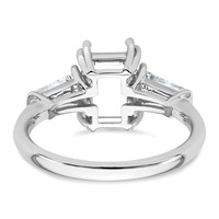 14K White Gold 0.88ct Lab Grown Dia VS+ F+ Emerald Center Semi-Mount Eng Ring view 3