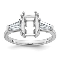 14K White Gold 0.88ct Lab Grown Dia VS+ F+ Emerald Center Semi-Mount Eng Ring view 1