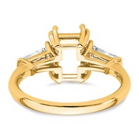 14K Yellow Gold 0.88ct Lab Grown Dia VS+ F+ Emerald Center Semi-Mount Eng Ring view 3