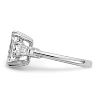 14K White Gold 3.75 Carat Certified Lab Grown Diamond VS+ F+ Complete Emerald and Tapered Baguette Engagement Ring view 3