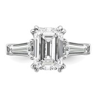 14K White Gold 3.75 Carat Certified Lab Grown Diamond VS+ F+ Complete Emerald and Tapered Baguette Engagement Ring view 4