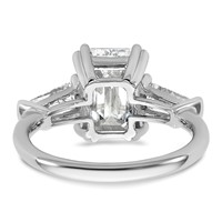 14K White Gold 3.75 Carat Certified Lab Grown Diamond VS+ F+ Complete Emerald and Tapered Baguette Engagement Ring view 5