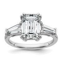 14K White Gold 3.75 Carat Certified Lab Grown Diamond VS+ F+ Complete Emerald and Tapered Baguette Engagement Ring view 1