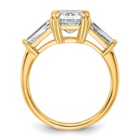 14K Yellow Gold 3.75 Carat Certified Lab Grown Diamond VS+ F+ Complete Emerald and Tapered Baguette Engagement Ring view 2