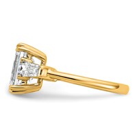 14K Yellow Gold 3.75 Carat Certified Lab Grown Diamond VS+ F+ Complete Emerald and Tapered Baguette Engagement Ring view 3
