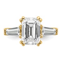 14K Yellow Gold 3.75 Carat Certified Lab Grown Diamond VS+ F+ Complete Emerald and Tapered Baguette Engagement Ring view 4