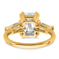 14K Yellow Gold 3.75 Carat Certified Lab Grown Diamond VS+ F+ Complete Emerald and Tapered Baguette Engagement Ring view 5