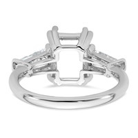 14K White Gold 0.75ct Lab Grown Dia VS+ F+ Emerald Center Semi-Mount Eng Ring view 3