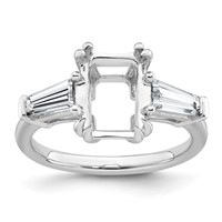 14K White Gold 0.75ct Lab Grown Dia VS+ F+ Emerald Center Semi-Mount Eng Ring view 1
