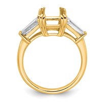 14K Yellow Gold 0.75ct Lab Grown Dia VS+ F+ Emerald Center Semi-Mount Eng Ring view 2