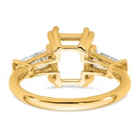 14K Yellow Gold 0.75ct Lab Grown Dia VS+ F+ Emerald Center Semi-Mount Eng Ring view 3