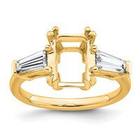14K Yellow Gold 0.75ct Lab Grown Dia VS+ F+ Emerald Center Semi-Mount Eng Ring view 1