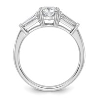 14K White Gold 1.50 Carat Lab Grown Diamond VS+ F+ Cushion and Tapered Baguette Complete Three Stone Engagement Ring view 2