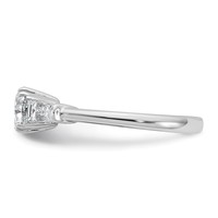 14K White Gold 1.50 Carat Lab Grown Diamond VS+ F+ Cushion and Tapered Baguette Complete Three Stone Engagement Ring view 3