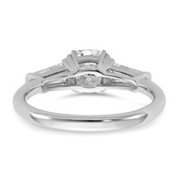 14K White Gold 1.50 Carat Lab Grown Diamond VS+ F+ Cushion and Tapered Baguette Complete Three Stone Engagement Ring view 5