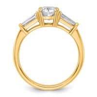 14K Yellow Gold 1.50 Carat Certified Lab Grown Diamond VS+ F+ Cushion and Tapered Baguette Complete Three Stone Engagement Ring view 2