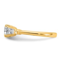 14K Yellow Gold 1.50 Carat Certified Lab Grown Diamond VS+ F+ Cushion and Tapered Baguette Complete Three Stone Engagement Ring view 3
