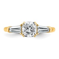 14K Yellow Gold 1.50 Carat Certified Lab Grown Diamond VS+ F+ Cushion and Tapered Baguette Complete Three Stone Engagement Ring view 4