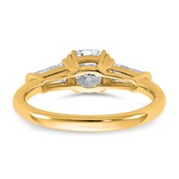14K Yellow Gold 1.50 Carat Certified Lab Grown Diamond VS+ F+ Cushion and Tapered Baguette Complete Three Stone Engagement Ring view 5