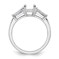 14K White Gold 0.50 Carat Lab Grown Diamond VS+ F+ Tapered Baguette 1 Carat Cushion Center Semi Mount Three Stone Engagement Ring view 2