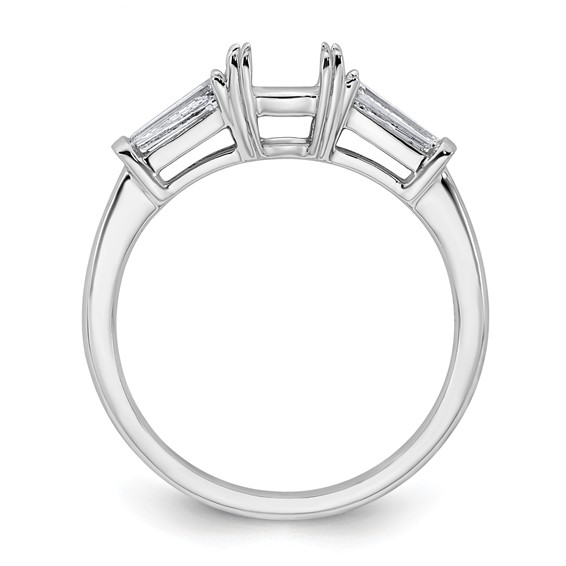 Gold Diamond Cushion and Baguette 3-Stone Bridal Rings