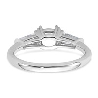 14K White Gold 0.50 Carat Lab Grown Diamond VS+ F+ Tapered Baguette 1 Carat Cushion Center Semi Mount Three Stone Engagement Ring view 3