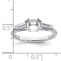 14K White Gold 0.50 Carat Lab Grown Diamond VS+ F+ Tapered Baguette 1 Carat Cushion Center Semi Mount Three Stone Engagement Ring view 4