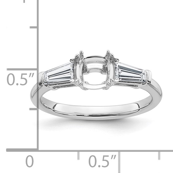 Gold Diamond Cushion and Baguette 3-Stone Bridal Rings