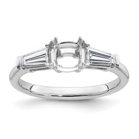 14K White Gold 0.50 Carat Lab Grown Diamond VS+ F+ Tapered Baguette 1 Carat Cushion Center Semi Mount Three Stone Engagement Ring view 1