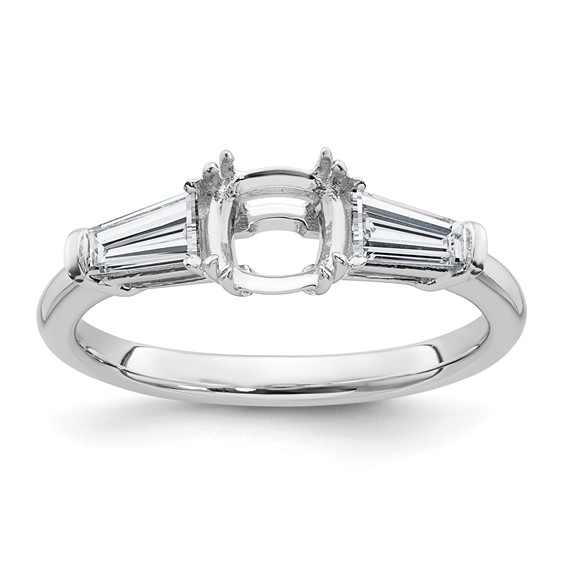 Gold Diamond Cushion and Baguette 3-Stone Bridal Rings