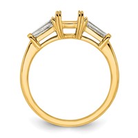 14K Yellow Gold 0.50 Carat Lab Grown Diamond VS+ F+ Tapered Baguette 1 Carat Cushion Center Semi Mount Three Stone Engagement Ring view 2