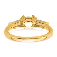 14K Yellow Gold 0.50 Carat Lab Grown Diamond VS+ F+ Tapered Baguette 1 Carat Cushion Center Semi Mount Three Stone Engagement Ring view 3