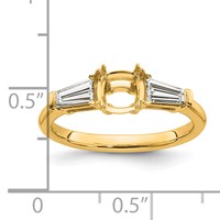 14K Yellow Gold 0.50 Carat Lab Grown Diamond VS+ F+ Tapered Baguette 1 Carat Cushion Center Semi Mount Three Stone Engagement Ring view 4