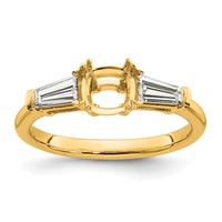 14K Yellow Gold 0.50 Carat Lab Grown Diamond VS+ F+ Tapered Baguette 1 Carat Cushion Center Semi Mount Three Stone Engagement Ring view 1