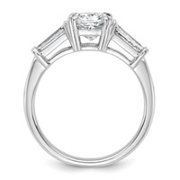 14K White Gold 2 Carat Certified Lab Grown Diamond VS+ F+ Cushion and Tapered Baguette Complete Three Stone Engagement Ring view 2