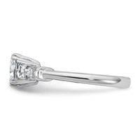 14K White Gold 2 Carat Certified Lab Grown Diamond VS+ F+ Cushion and Tapered Baguette Complete Three Stone Engagement Ring view 3