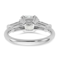 14K White Gold 2 Carat Certified Lab Grown Diamond VS+ F+ Cushion and Tapered Baguette Complete Three Stone Engagement Ring view 5