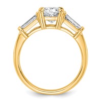 14K Yellow Gold 2 Carat Certified Lab Grown Diamond VS+ F+ Cushion and Tapered Baguette Complete Three Stone Engagement Ring view 2