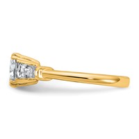 14K Yellow Gold 2 Carat Certified Lab Grown Diamond VS+ F+ Cushion and Tapered Baguette Complete Three Stone Engagement Ring view 3