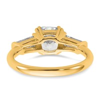 14K Yellow Gold 2 Carat Certified Lab Grown Diamond VS+ F+ Cushion and Tapered Baguette Complete Three Stone Engagement Ring view 5