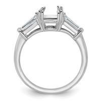 14K White Gold 0.62 Carat Lab Grown Diamond VS+ F+ Tapered Baguette 1.50 Carat Cushion Center Semi Mount Three Stone Engagement Ring view 2