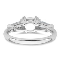 14K White Gold 0.62 Carat Lab Grown Diamond VS+ F+ Tapered Baguette 1.50 Carat Cushion Center Semi Mount Three Stone Engagement Ring view 3