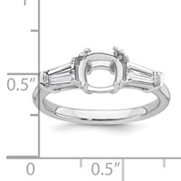 14K White Gold 0.62 Carat Lab Grown Diamond VS+ F+ Tapered Baguette 1.50 Carat Cushion Center Semi Mount Three Stone Engagement Ring view 4