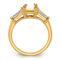14K Yellow Gold 0.62 Carat Lab Grown Diamond VS+ F+ Tapered Baguette 1.50 Carat Cushion Center Semi Mount Three Stone Engagement Ring view 2